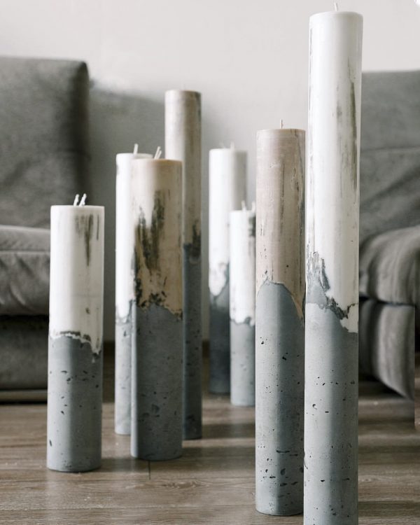 Uzun Beton Silindir Mum 7cm Ø