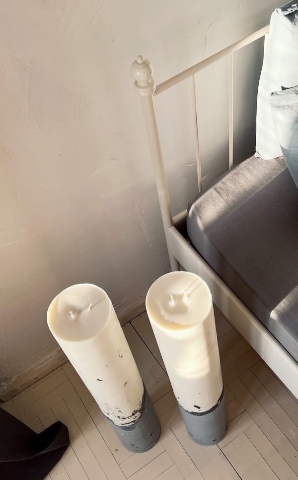 2'li Set Beton Silindir Mum 10cm Çap - Görsel 3