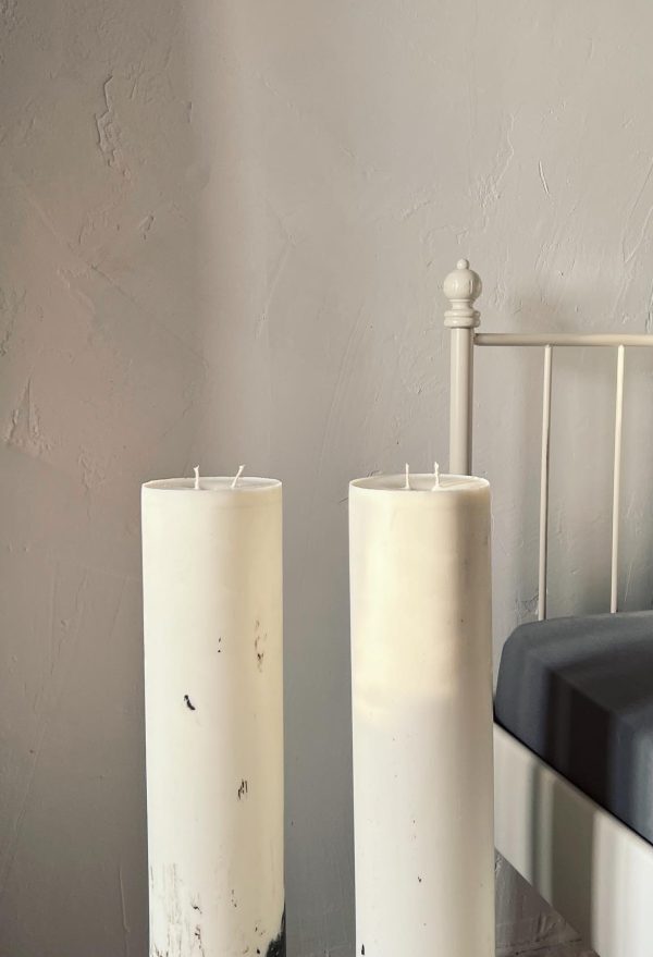 2'li Set Beton Silindir Mum 10cm Çap - Görsel 2
